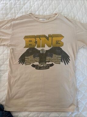 Anine Bing Los Angeles Graphic Tee in Light Beige